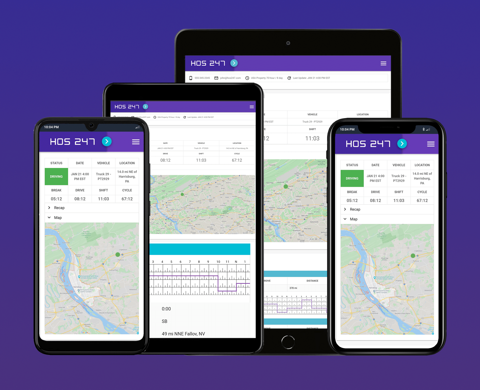 Driver using mobile device for fleet check-in